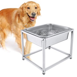 2 Gallons Elevated Dog Water Bowl - Durable Stainless Steel Raised Dog Bowl with Stand for Large Dogs, Easy to Clean and Assemble for Indoor Outdoor (11.8" Tall)