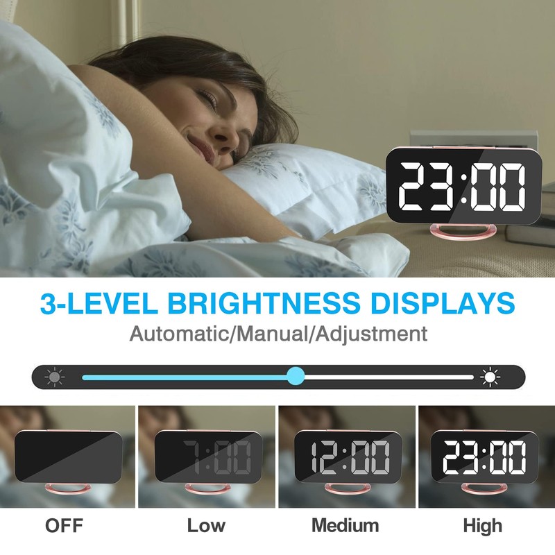 Digital Clock Large Display, Alarm Clock with Dimmable Led Display,