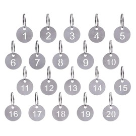 Number Key Chain, Dedoot Pack of 20 Key Number Tags Number Key Ring Stainless Steel ID Tags Numbers for Dormitory Keys House Lockers, 23mm Diameter