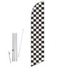 Checkered (Black/White) Feather Flag with Complete 15ft Pole kit and