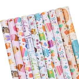 10 Sheets Colourful Wrapping Paper Kraft Paper Roll for Girls Boys Baby Children for First Day of School Birthday Wedding Christmas Children's Day Valentine's Day Mother's Day (B)