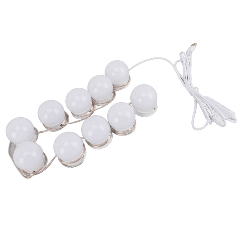 LED Vanity Lights with 10 Dimmable Bulbs USB Adjustable Color