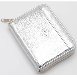 Van Der Rich ® - Women's Leather Mini Wallet with Key Ring, silver, Classic