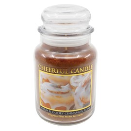 A Cheerful Giver - Warm & Gooey Cinnamon Buns Scented Glass Jar Candle (24 oz) with Lid & True to Life Fragrance Made in USA