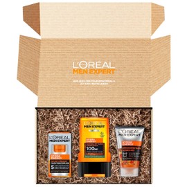 L'Oréal Men Expert Energy Box for Men with Refreshing Cleansing Gel, Moisturiser and XL Shower Gel, Set of 3