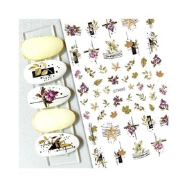 Maple Fall Leaf Nail Sticker Thanksgiving Hawthorn Frame Lines G784Ms Nail Wraps Art Stickers Manicure Supplies for Women for Home Nails Full Long Lasting Easy Apply and Remove