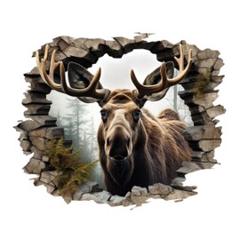 GRAZDesign Wall Tattoo Elk Wall Crack Wall Decoration Wall Sticker for Living Room Kitchen Hallway Sticker - 69 x 57 cm
