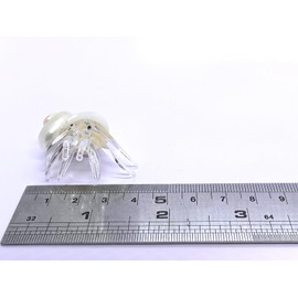 Sansukjai Sea Shell Seashell Hermit Crab Conch Tiny Miniature Figurines Beach Animals Hand Blown Glass Art Natural Collectible Gift Home Décor, T (Pearl)