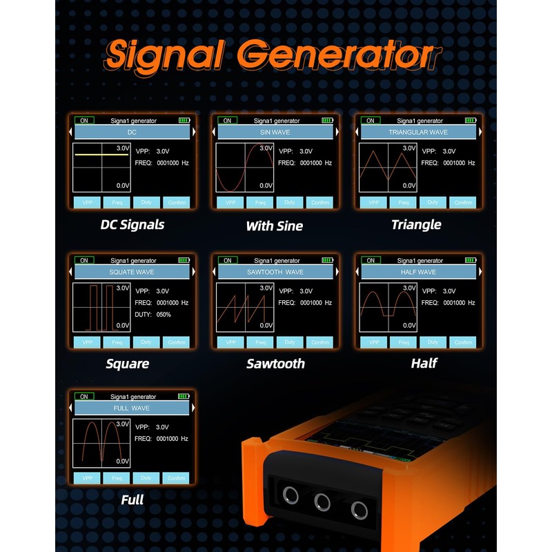 SURLABA Oscilloscope 3-in-1, 2 Channel Oscilloscope with 50 MHz Bandwidth,