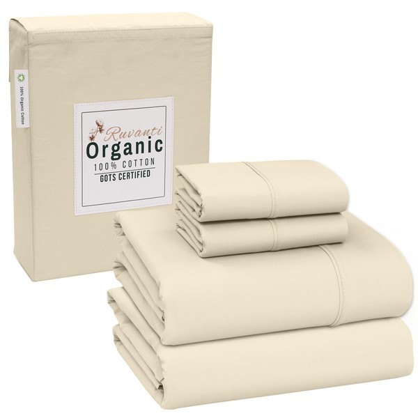 RUVANTI 100% Organic Cotton Sheets - Queen Sheet Set -