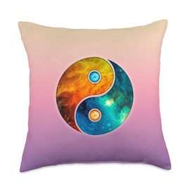 Spiritual Signs and Symbols by Anne Mathiasz Yin Yang, Elements, Taoism, Spirituality, Yoga, Martial Arts Throw Pillow, 18x18, Multicolor