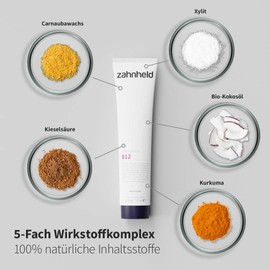 Zahnheld® Toothpaste B12 (3 x 75 ml tube), toothpaste with turmeric, coconut oil and vitamin B12, vegan, fluoride-free, natural cosmetics