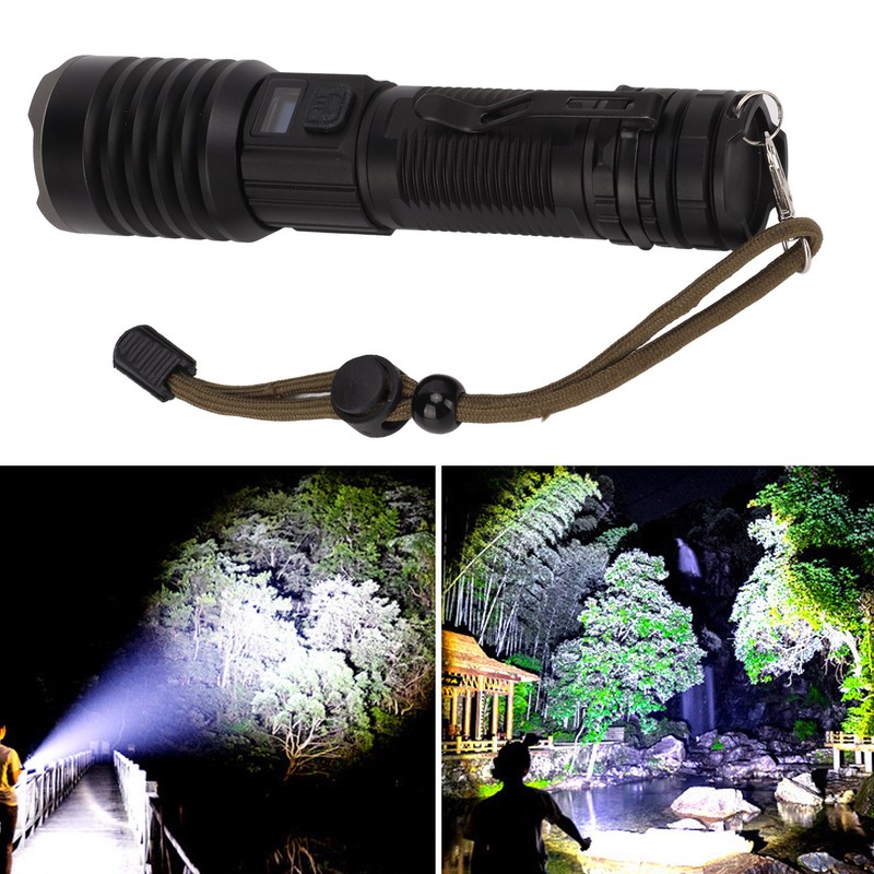 LED Flashlight USB Charging IPX4 Waterproof Aluminium Alloy Intelligent Digital
