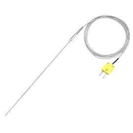 sourcing map K Type Thermocouple with Plug, Meter Temperature Sensor Probe -50 to 1100°C(-58 to 2012°F) Stainless Steel, 1x455mm 6.6ft Wire