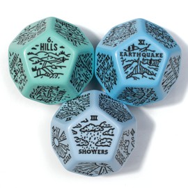Weather, Severe Weather & Geography Generator Dice Set | 3 Jumbo D12s for D&D, Pathfinder & TTRPGs | Hand-Illustrated | Worldbuilding & Encounter Inspiration for Game Masters (Blues)