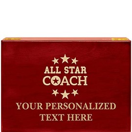 Crown Awards All Star Coach Rosewood Humidor Gift, Customize with Your Own Text Engraving Prime