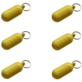 6 PCS Floating Keychains, Float Key Rings, Plastic Key Floats for Boats, Float Key Pendant Water Sport Accessories for Surfing Swimming Diving Fishing Sailing Boat (Yellow)