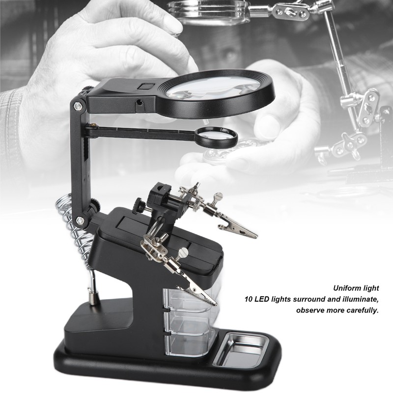 TH‑7026 Desktop Magnifying Glass with 10LED Light Welding Magnifying Glass