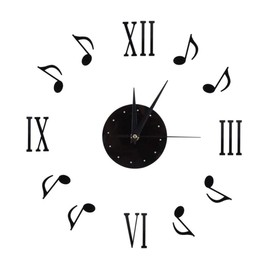 Wooden Wall Clocks Sticker Musical Note 3D Musical Notes and Roman Numerals Record Modern Interior Design Home Decor 30-60CM