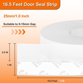Cenipar Weather Stripping Door Seal Strip Silicone Transparent 16.5 Feet Long 25MM Width for Door Draft Stopper Adhesive Tape for Doors Windows Shower Glass Gaps