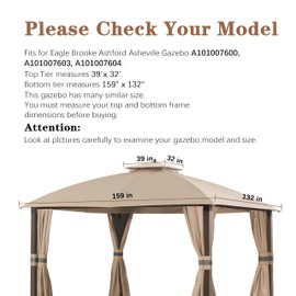 SCOCANOPY Replacement Cover Fit for 10X12 Ft Eagle Brooke Soft Top Gazebo Model A101007600, A101007603, A101007604,(Beige)