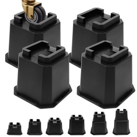 MixDora Bed Risers 5 Inch Heavy Duty Furniture Risers Bed Lift Risers for Caster Wheels or Posts of Bed Table Couch Chair 4 Pack Black (5 Inch)