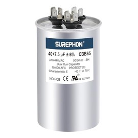 40+7.5 uF 40/7.5 MFD ± 6% 370V/440V Dual Run Circular Capacitor CBB65 Ideal para unidad de CA ventilador motor arranque o bomba de calor o condensador