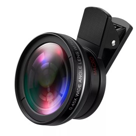 Criacr Phone Camera Lens, 0.45X Super Wide Angle Lens, 15X Macro Lens, Clip-O...
