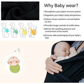 Baby Wrap Carrier,Breathable Infant Sling, Baby Carrier Wrap for Newborn to Toddler, Lightweight and Hands Free, Adjustable Carriers (Black)