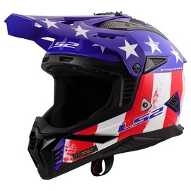 LS2 Helmets Gate II Full Face MX Motorcycle Helmet (Gloss Battle Scar Red/White/Blue - Large)