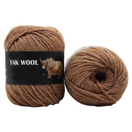 4 Skeins Yak Wool Yarn, Medium Worsted Weight Yak Yarn for Knitting and Crocheting 25% Yak 50% Wool 25% Acrylic Total 480yds 400g (Camel, L)