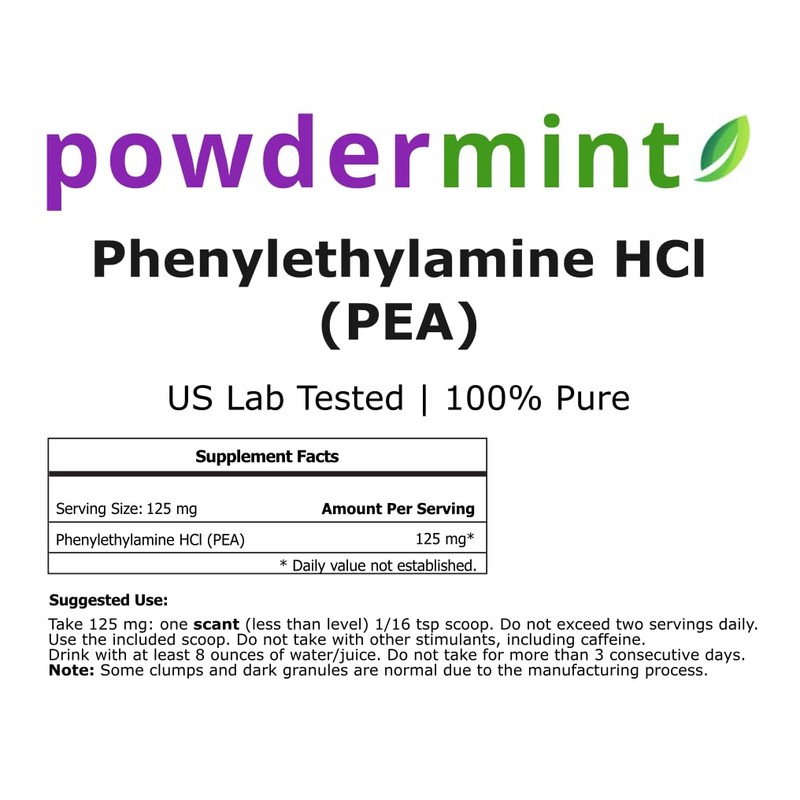 powdermint Beta Phenylethylamine HCl (Pea) Powder - Mood, Energy (125