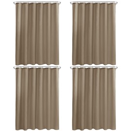 Nasitos Fabric Shower Curtain or Liner 4 Pack - W72 x H72 - Hotel Quality & Water Resistant Cloth Shower Liner for Bathroom, Machine Washable, Standard Size (Khaki, Include 8 Magnets)