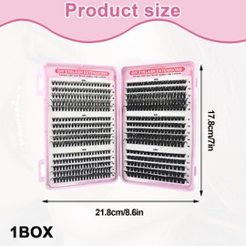 570 Pieces Individual Eyelashes, 30+40+50+60+80+100D Fluffy Russian Eyelashes Extensions, 8-16mm Mix Cluster Lashes Kit, D Curl DIY Eye Lashes Ultra-lightweight Eyelash Clusters for Girls and Women