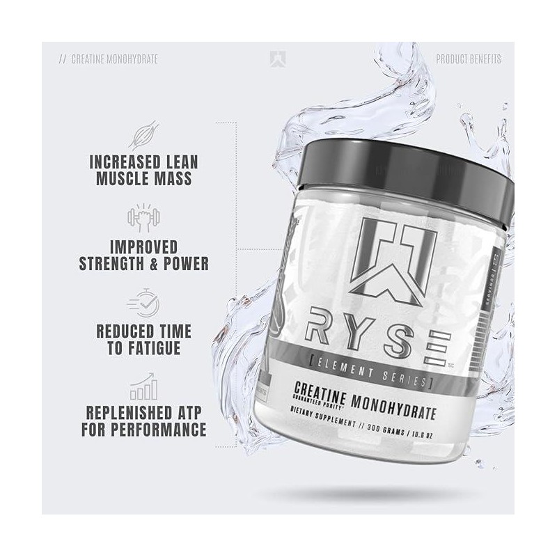RYSE Creatine Monohydrate Powder - Supports Lean Muscle Growth, Strength,