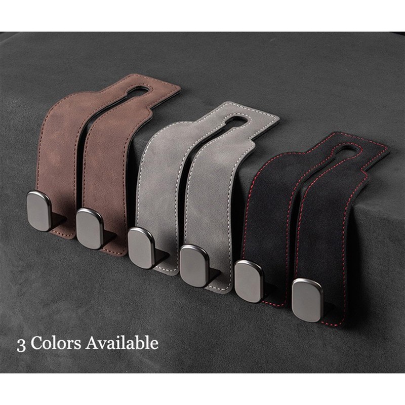 Car Headrest Hooks for Purses and Bags, Double Flexible Leather