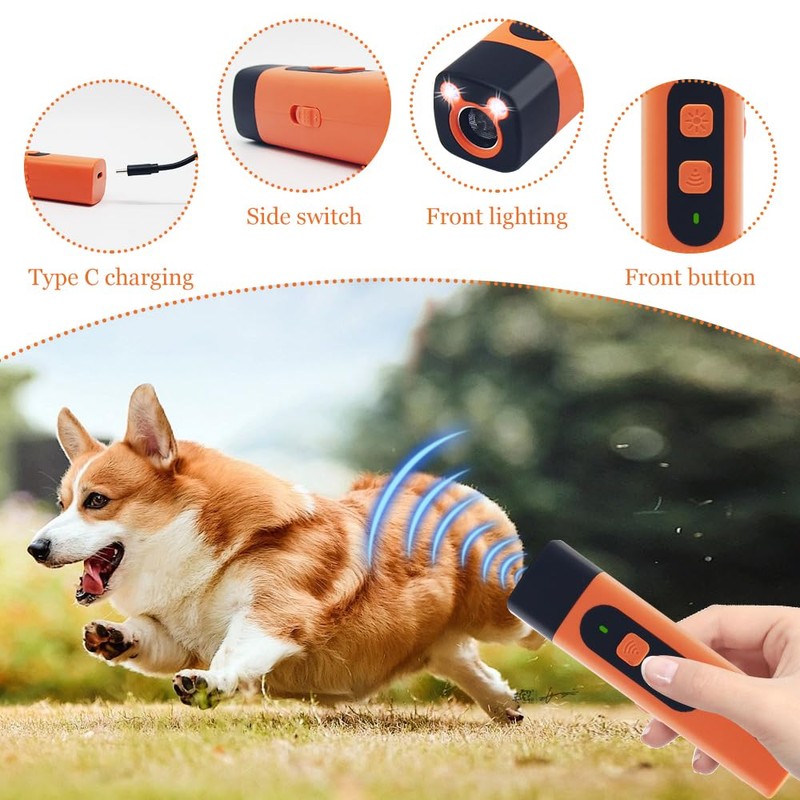 Horuili Portable Ultrasonic Dog Trainer Anti Bark Device with LED
