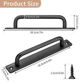 AIMIXUN 2 PCS Black Door Handle, Sliding Door Handle, Aluminum Alloy Shed Closet Door Pull Handles Modern Kitchen Handles Barn Door Pull Handles for Cabinet Shed Drawer Wardrobe, 180mm/7 Inch-Black