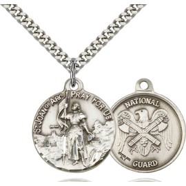 Bliss St Patron Saint Joan of Arc Sterling Silver National Guard Medal Pendant