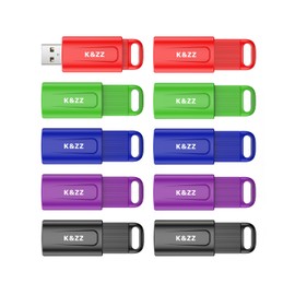 K&ZZ USB Flash Drives 16GB, 10 Pack 16GB Retractable Thumb Drives, USB 2.0 Stick for Laptop, Tablet, Smart TV (Mixed Colors 10pcs)