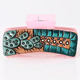 American Darling Beautifully Hand Tooled Women Ladies Hair Band Clip Clutcher Gift For Women Girls | Genuine Leather Hair Claw | Western Leather Hair Claw