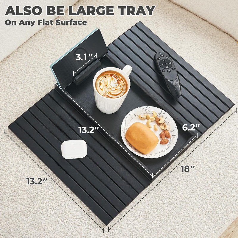 LOVYANXUE Bamboo Sofa Arm Tray Armrest Table with 360° Rotating