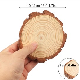 50 PCS 4-4.7 Inch Natural Wood Slices, Unfinished Pine Wood Circles with Barks for Coasters, DIY Crafts, Christmas Rustic Wedding Ornaments and Centerpieces,by GNIEMCKIN.