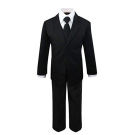Luca Gabriel Toddler Boys' 5 Piece Classic Fit White Shirt No Tail Formal Dress Suit Set with Tie and Vest - Size 4