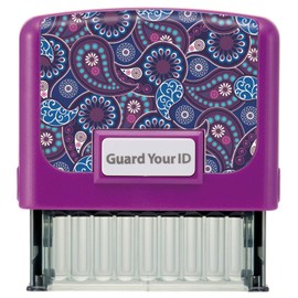 Identity Theft Prevention Confidential Security Stamp 2.25” x 0.75" Purple Paisley