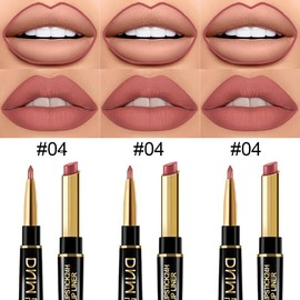 evpct 3Pcs Dusty Antique Rose Lip Liner and Lipstick Set Kit for Women DNM Nude Beige Mauve Matte Fall Lipstick Shades Set Lip Stain Long Lasting Lipstick 24 hour Waterproof and Lip Liners Pencil Set