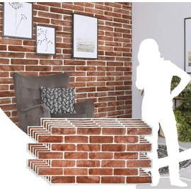 Dundee Deco PG7064-5 Vintage Brown Faux Brick PVC 3D Wall Panel, 3.3 ft X 1.6 ft (103 cm X 50cm), Interior Design Wall Paneling Decor, 5.28 sq. ft. (0.51sq. m) Each, Pack of 5