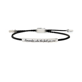 Neyeau Remember Who The You Are Motivational Strength Bracelet for Women Adjustable Handmade Hand Braided Clasp String Bracelet Engraved Inspirational Quote for Family Friends Women Girls Black