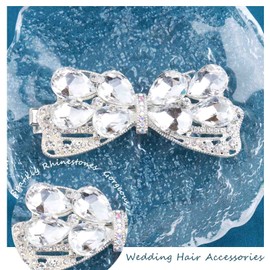 TseenYi Crystal Gemstone Hair Clip Gold Rhinestone Wedding Hair Clip Bridal Decorative Head Clip Headpiece Bling Bridal Crystal Hair Clip Women and Girls Gifts (Transparent)