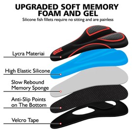 auvstar Bicycle Saddle Cover, Bicycle Seat Cushion, Ergonomic Bicycle Gel Saddle Cover for Women/Men, Saddle Cover Bicycle with Rain Protection, Bicycle Gel Cover, Saddle Pad, Saddle Protection, Soft